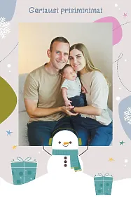 Žiemos šablonas su asmenine nuotrauka, tekstu ir seniu besmegeniu