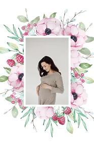 Template with a photo on a floral background
