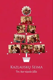 Kalėdinis nuotraukų koliažo šablonas su asmeninėmis nuotraukomis ir tekstu. Dovana artimajam.